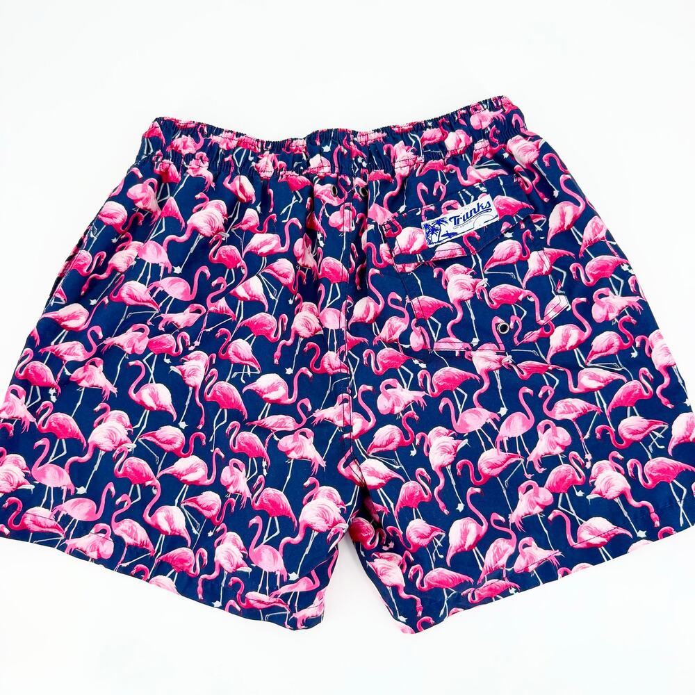Trunks Surf & Swim Flamingo Swim Trunks Men’s Medium Navy Pink Beach Shorts - Picture 4 of 9